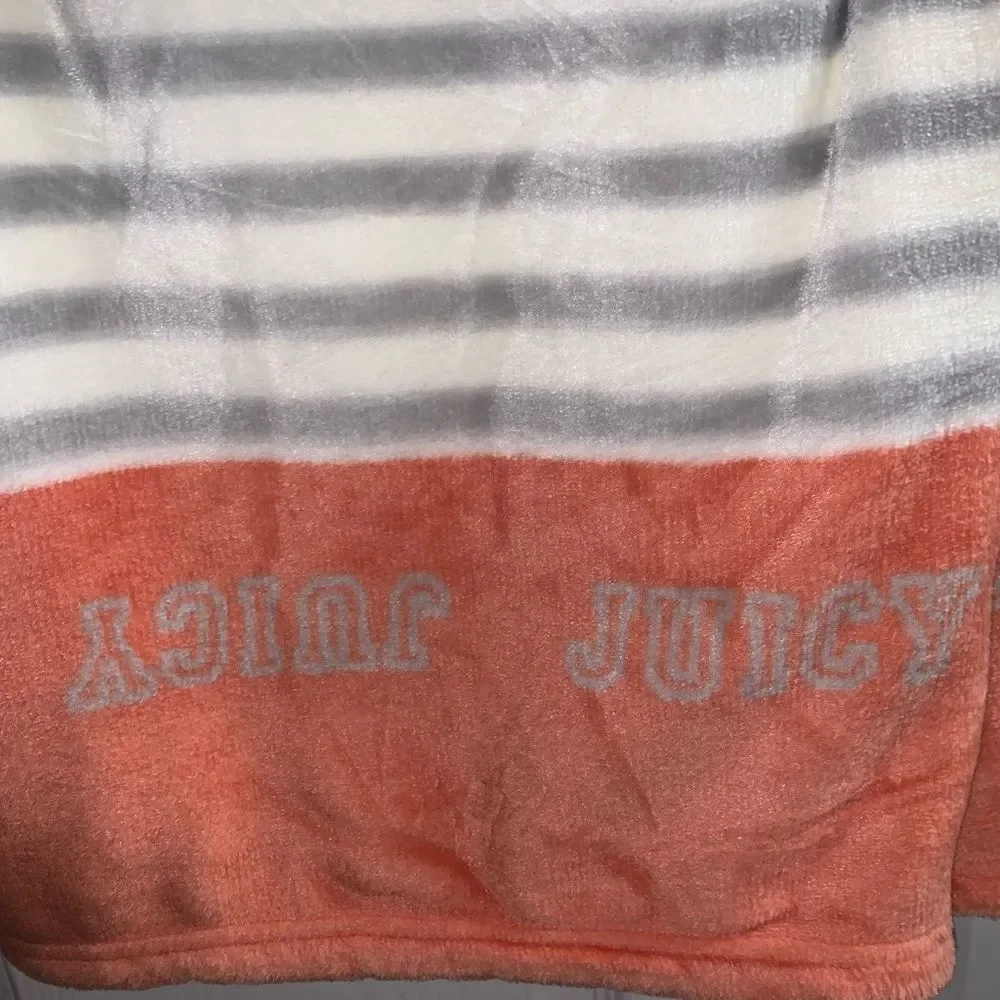 NWT Juicy Couture Striped Logo Throw Blanket